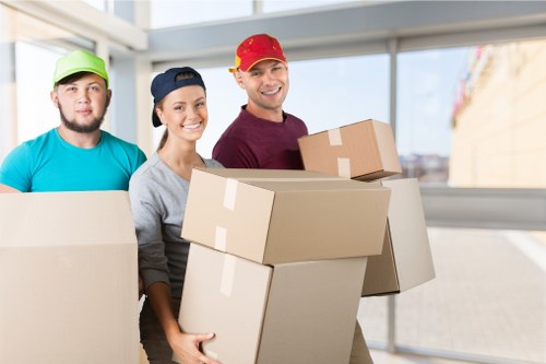 Office relocation planning in Stockwell with desks and moving boxes