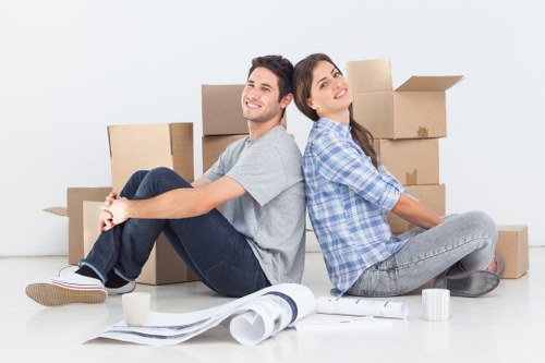 Furniture and packed boxes prepared for student removals in Stockwell