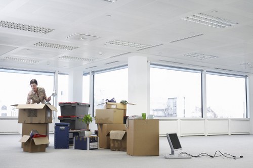 Packed boxes and furniture prepared for a local Stockwell relocation